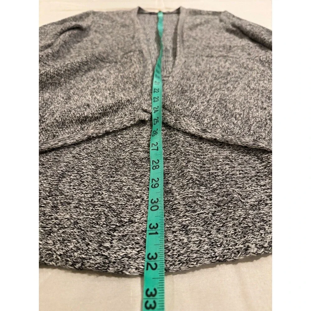 Eileen Fisher Open Cardigan Womens M Gray Marled Linen Blend Longline Minimalist
